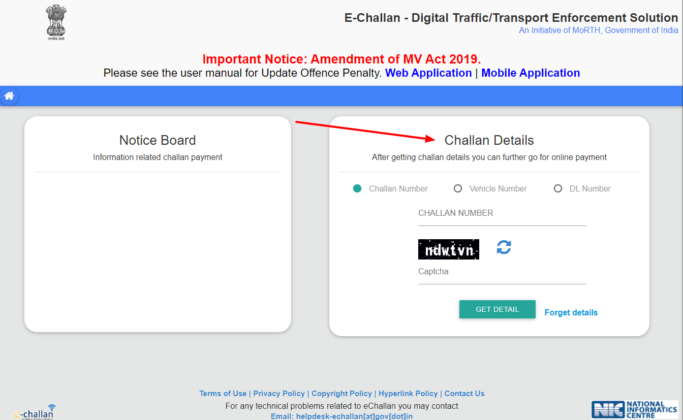 Pay Traffic Challan Through Echallan Parivahan